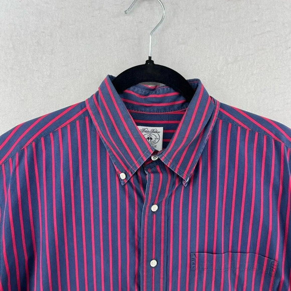 Brooks Brothers Button-Down Shirt Men's Sz L Blue Striped Collared Chest Pocket - Picture 6 of 9